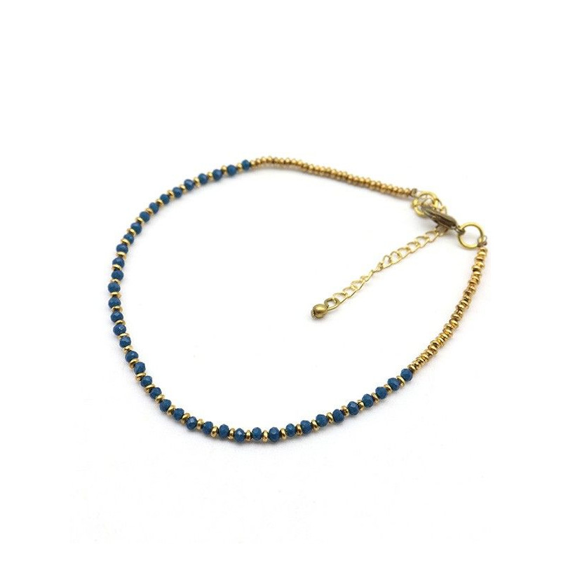 Chaîne de pied dorée et bleue - Mosaik bijoux indiens