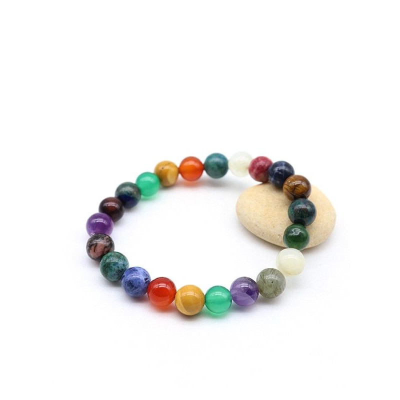 Bracelet pierres mélangées sur élastique- Mosaik bijoux indiens Bracelet pierres mélangées sur élastique- Mosaik bijoux indiens