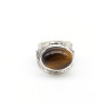 Bague argent épaisse travaillée et oeil de tigre - Mosaik bijoux indiens