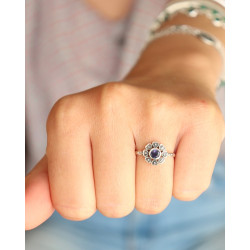 Bague argent fleur et...