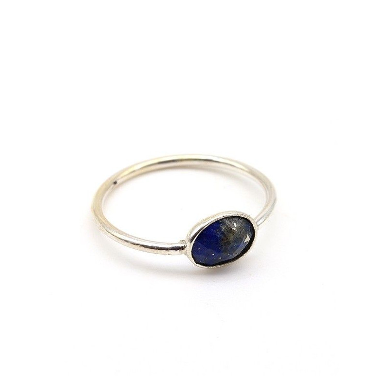 Bague argent fine et lapis lazuli facetté - Mosaik bijoux indiens