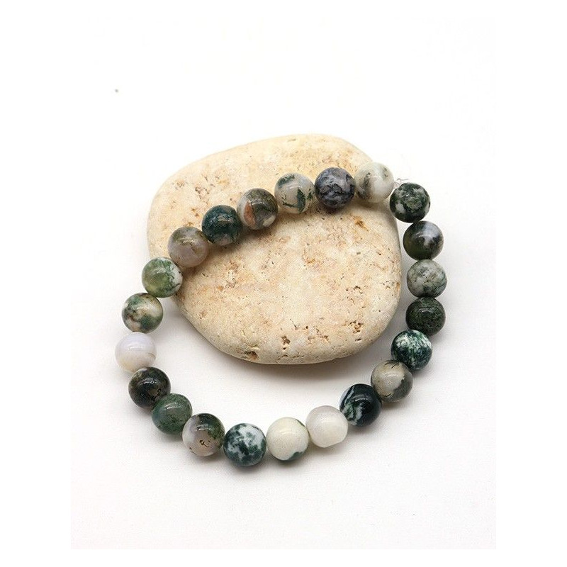Bracelet agate mousse élastique - Mosaik bijoux indiens Bracelet agate mousse élastique - Mosaik bijoux indiens