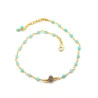 Chaîne de pied laiton labradorite et calcédoine - Mosaik bijoux indiens