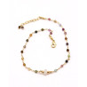 Bracelet de cheville tourmaline et pierre de lune dorée - Mosaik bijoux indiens