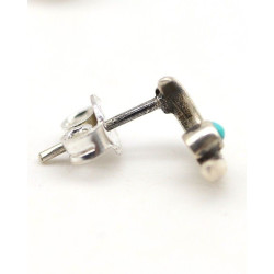 Puce d'oreilles lune et turquoise - Mosaik bijoux indiens