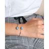 Manchette argentée et 2 turquoises - Mosaik bijoux indiens
