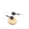 Demi jonc argenté ajustable et onyx noir - Mosaik bijoux indiens