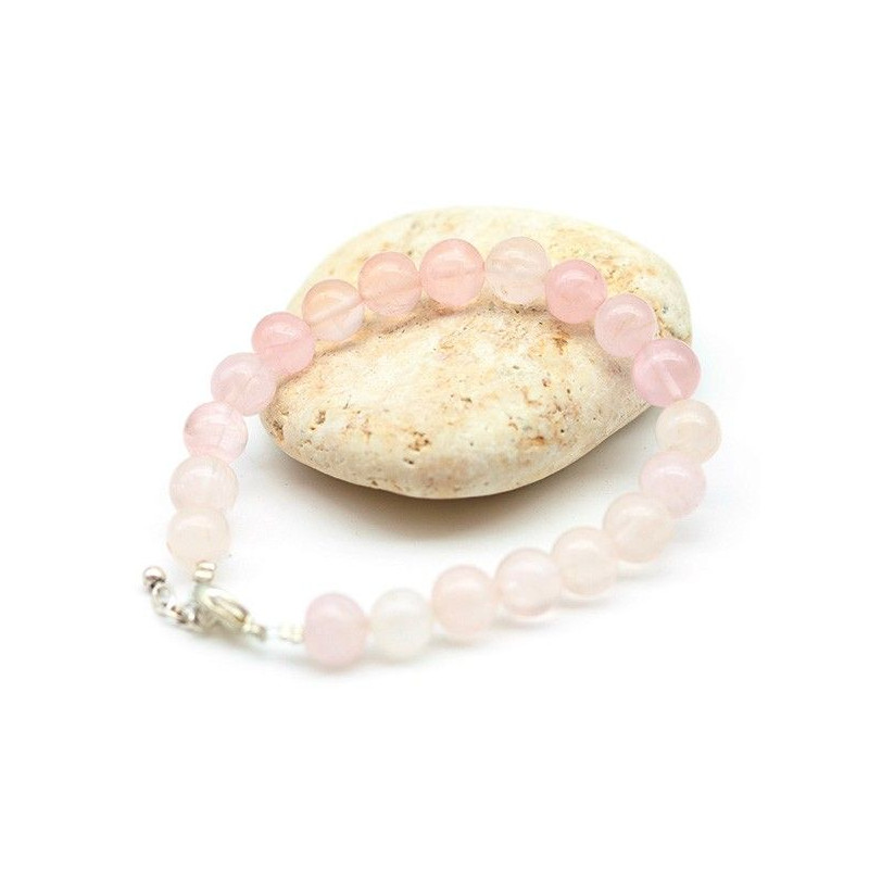Bracelet quartz rose perles rondes - Mosaik bijoux indiens