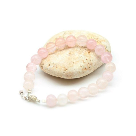 Bracelet quartz rose perles rondes - Mosaik bijoux indiens
