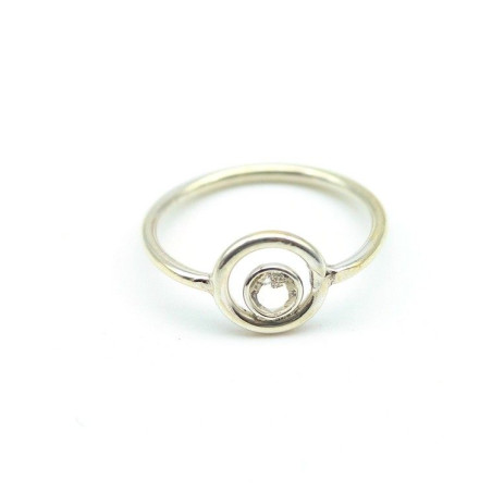 Bague argent ronde et zirconium - Mosaik bijoux indiens