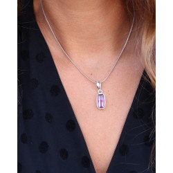 Pendentif pierre violette -...