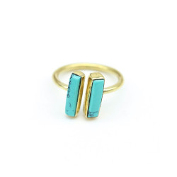 Bague réglable dorée et...