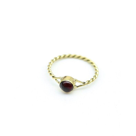 Bague laiton doré et pierre bordeaux fine - Mosaik bijoux indiens
