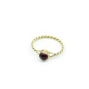Bague laiton doré et pierre bordeaux fine - Mosaik bijoux indiens