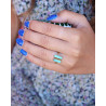 Bague dorée réglable et 2 turquoise - Mosaik bijoux indiens