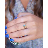 Bague réglable fine dorée et turquoise - Mosaik bijoux indiens