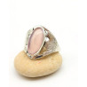 Bague argent épaisse et quartz rose - Mosaik bijoux indiens
