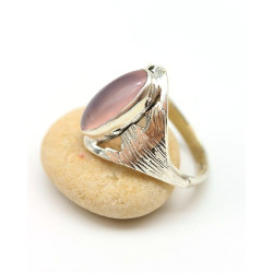 Bague argent et pierre rose - Mosaik bijoux indiens