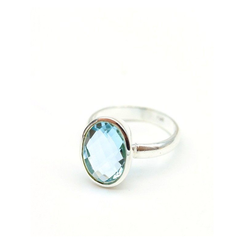 Bague argent et topaze bleue - Mosaik bijoux indiens