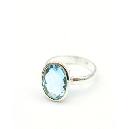 Bague argent et topaze bleue - Mosaik bijoux indiens