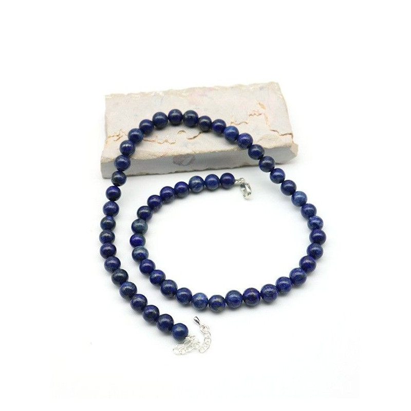 Collier lapis lazuli 8mm - Mosaik bijoux indiens