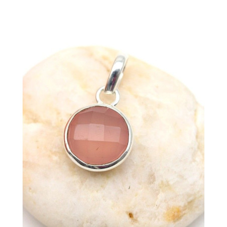 Pendentif argent et quartz rose taillé - Mosaik bijoux indiens