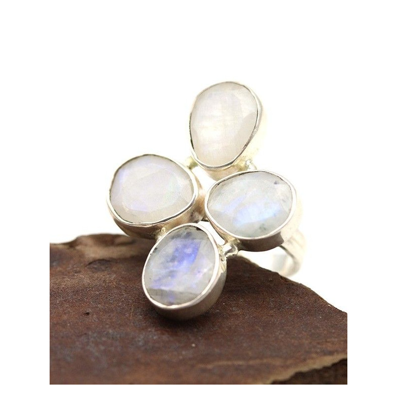 Bague pierres de lune - Mosaik bijoux indiens