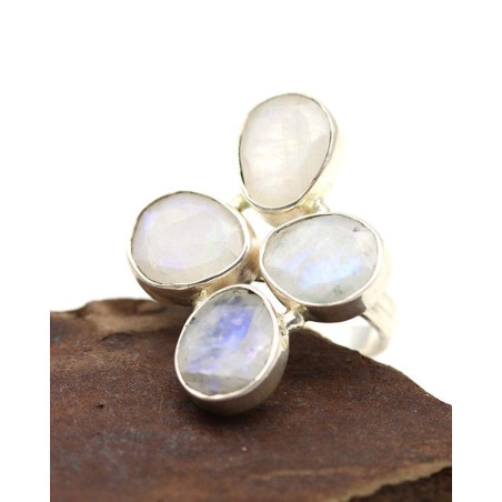 Bague pierres de lune - Mosaik bijoux indiens