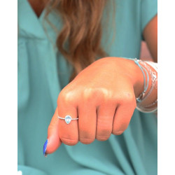 Bague fine pierre bleue -...