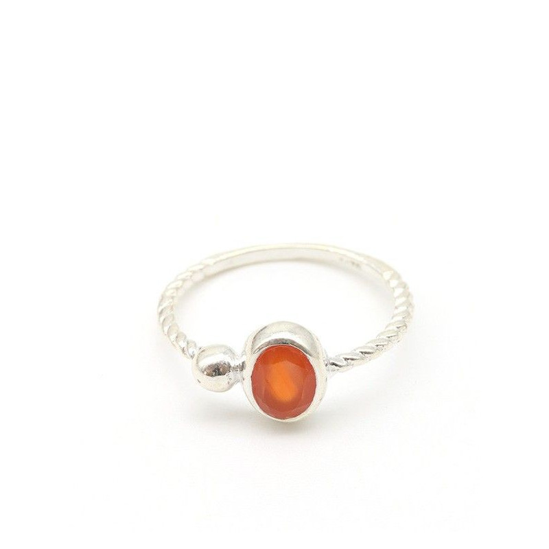 Bague fine et pierre orange - Mosaik bijoux indiens Bague fine et pierre orange - Mosaik bijoux indiens