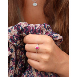 Bague argent pierre rose...