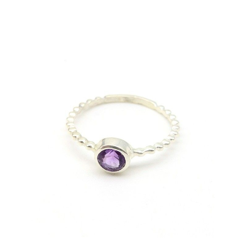 Bague fine pierre violette - Mosaik bijoux indiens