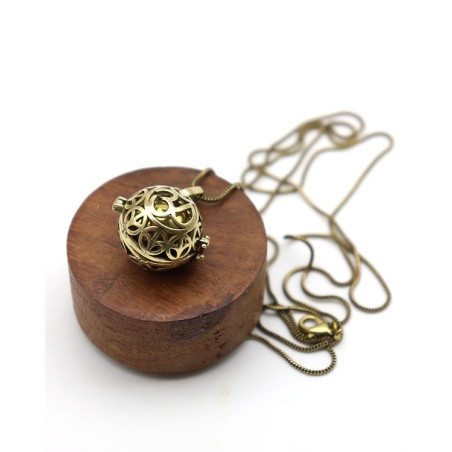 Bola doré motifs peace and love - Mosaik bijoux indiens