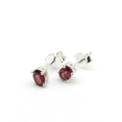 clou d'oreille argent grenat - Mosaik bijoux indiens