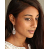 Boucles d'oreilles pendantes ethnique et pierre rose - Mosaik bijoux indiens