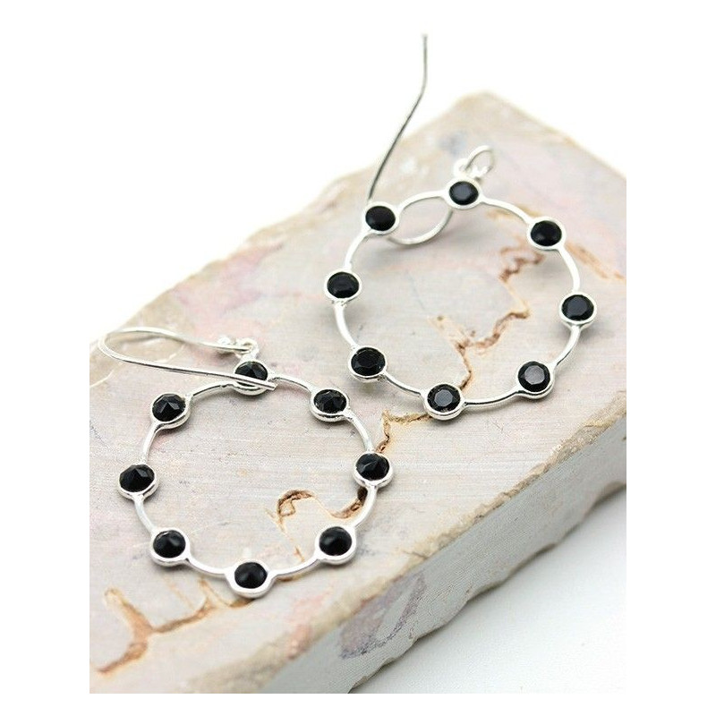 Boucles d'oreilles argent et onyx noir - Mosaik bijoux indiens