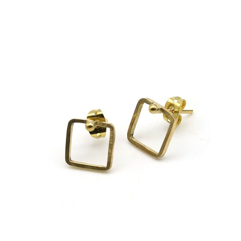clou d'oreille doré carré - Mosaik bijoux indiens