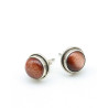 clou d'oreille argent rond et pierre de soleil - Mosaik bijoux indiens