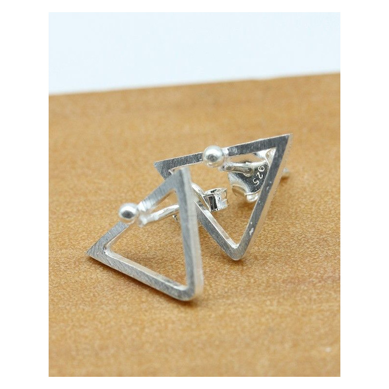 Clou d'oreille triangle argent - Mosaik bijoux indiens