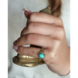 Bague laiton et turquoise -...