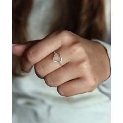 Bague coeur fine argent -...
