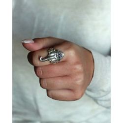 Bague tête d'éléphant -...