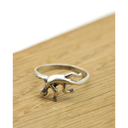 Bague argent fine lézard -...