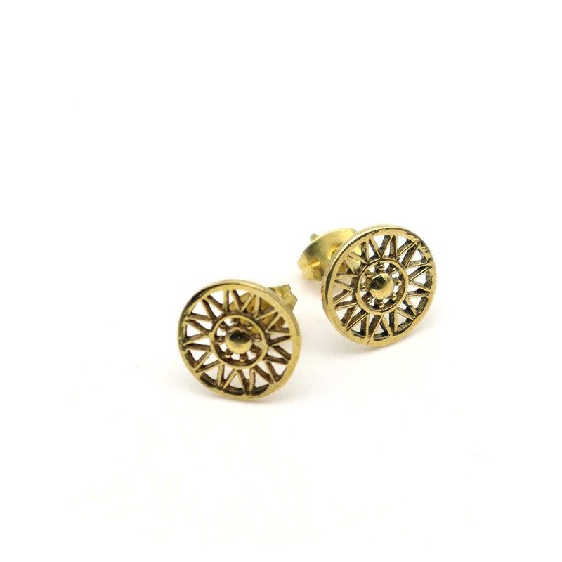 Puces d'oreilles dorées soleil - Mosaik bijoux indiens