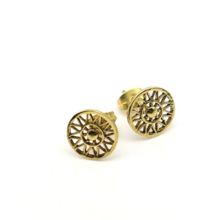 Puces d'oreilles dorées soleil - Mosaik bijoux indiens
