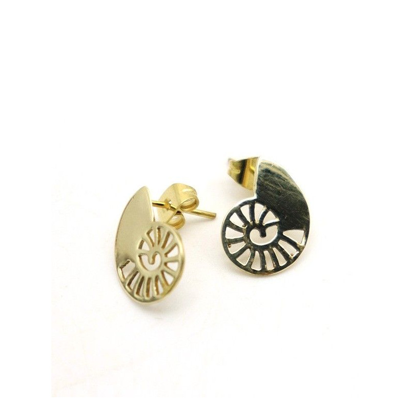 Puces d'oreilles dorées en laiton - Mosaik bijoux indiens