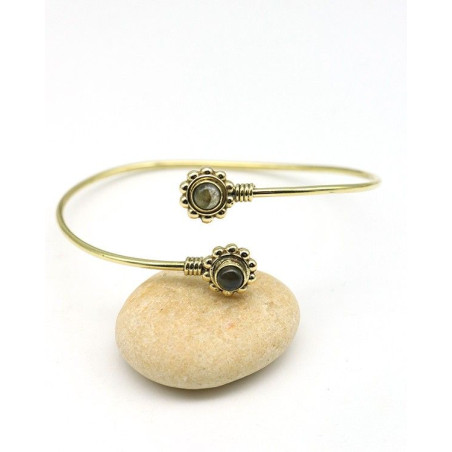 Jonc doré et labradorite - Mosaik bijoux indiens
