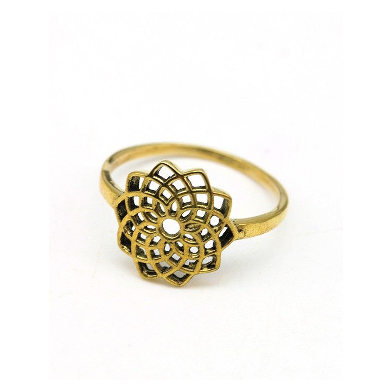Bague dorée graine de vie - Mosaik bijoux indiens
