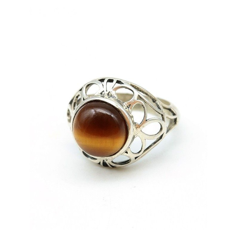 Bague argent et oeil de tigre Mosaik Bijoux Indiens - 1