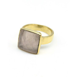 Bague dorée carrée pierre...